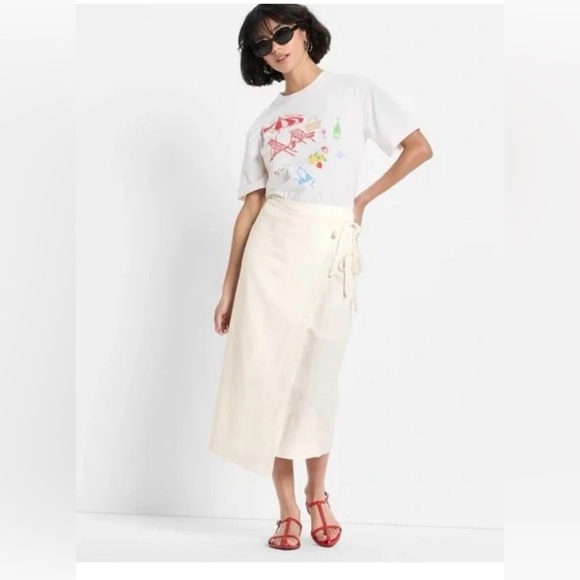 Future Collective Dresses & Skirts - Future Collective Women's Mid-Rise Linen Midi Wrap Skirt Size Extra Large | NWT